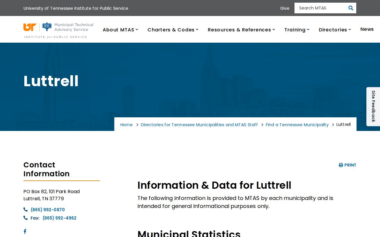 Luttrell criminal records and city contact directory in Union County