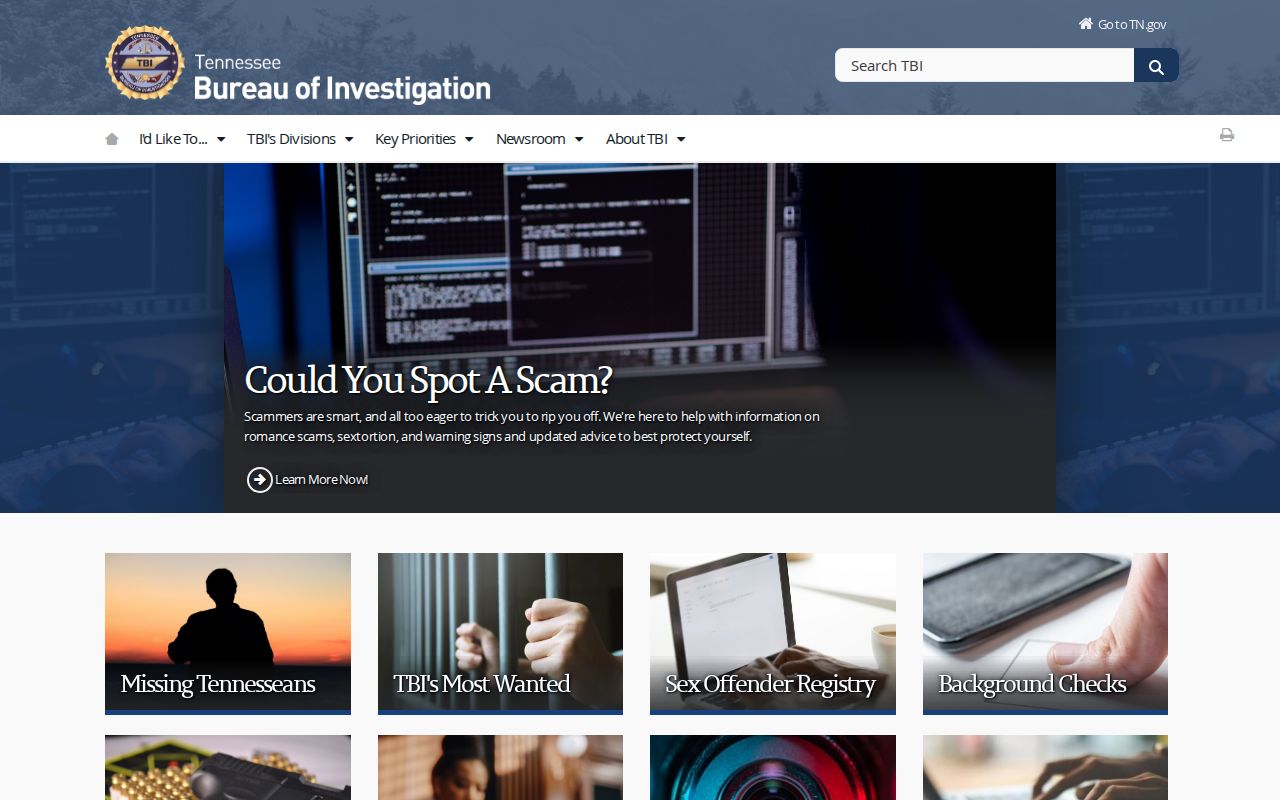 Tennessee Bureau of Investigation source for Luttrell criminal records
