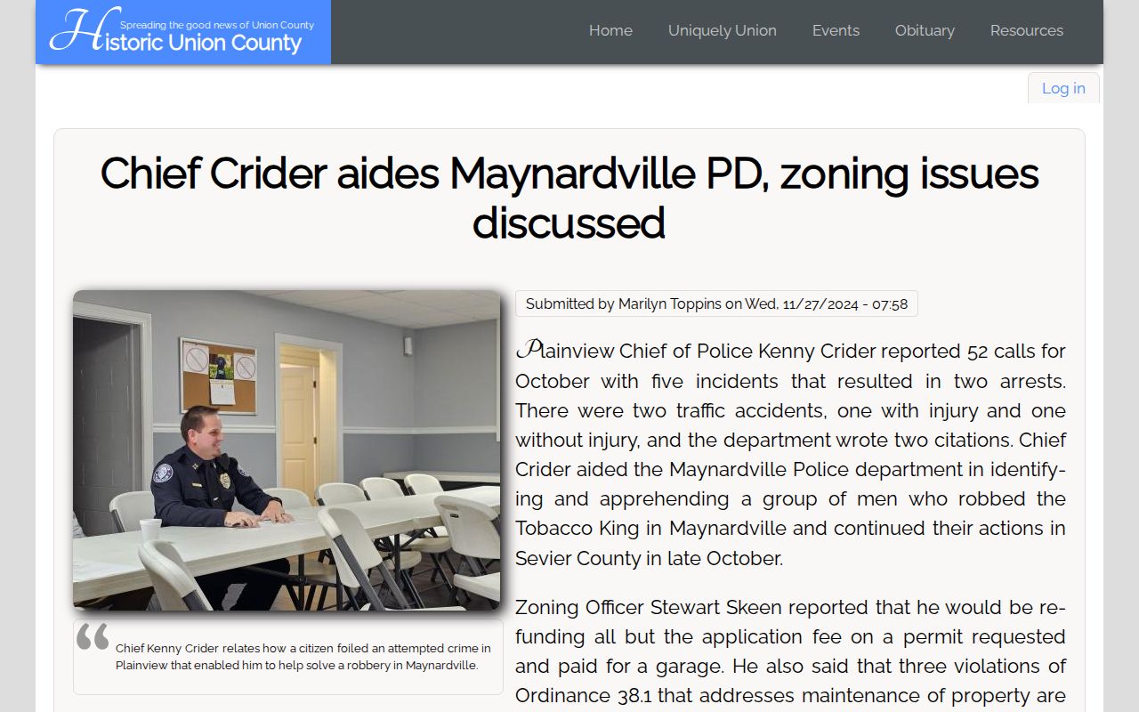 Plainview police activity and criminal records report in Union County