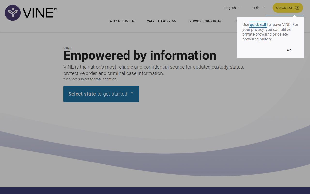 VINELink custody notification access for Union County arrest records
