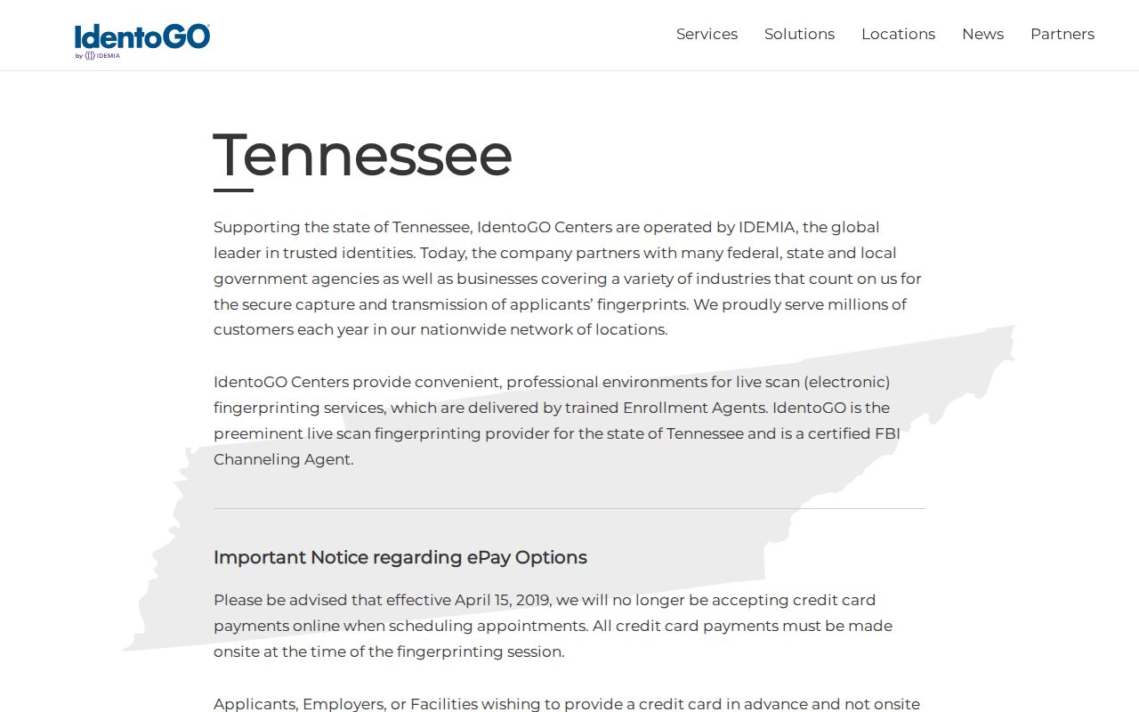 IdentoGO fingerprint location search for authorized Union County record checks
