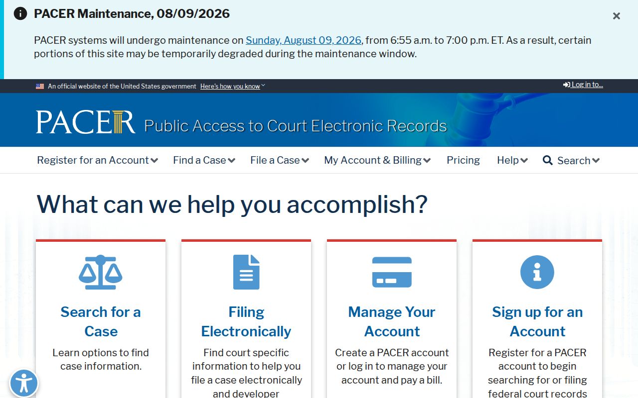 PACER access for federal court cases arising from Union County
