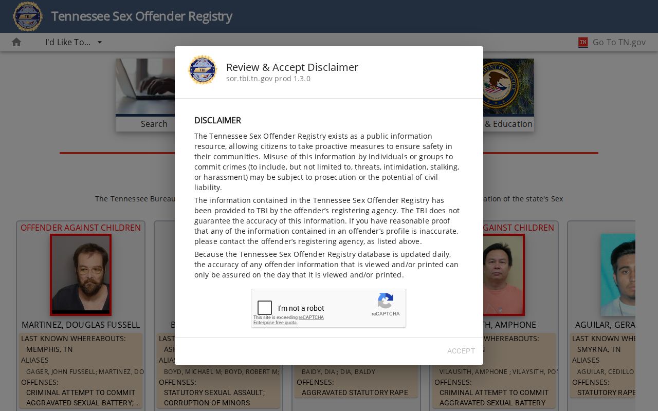 Union County sex offender registry search interface