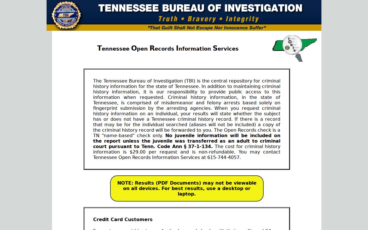 Union County criminal history TORIS request portal